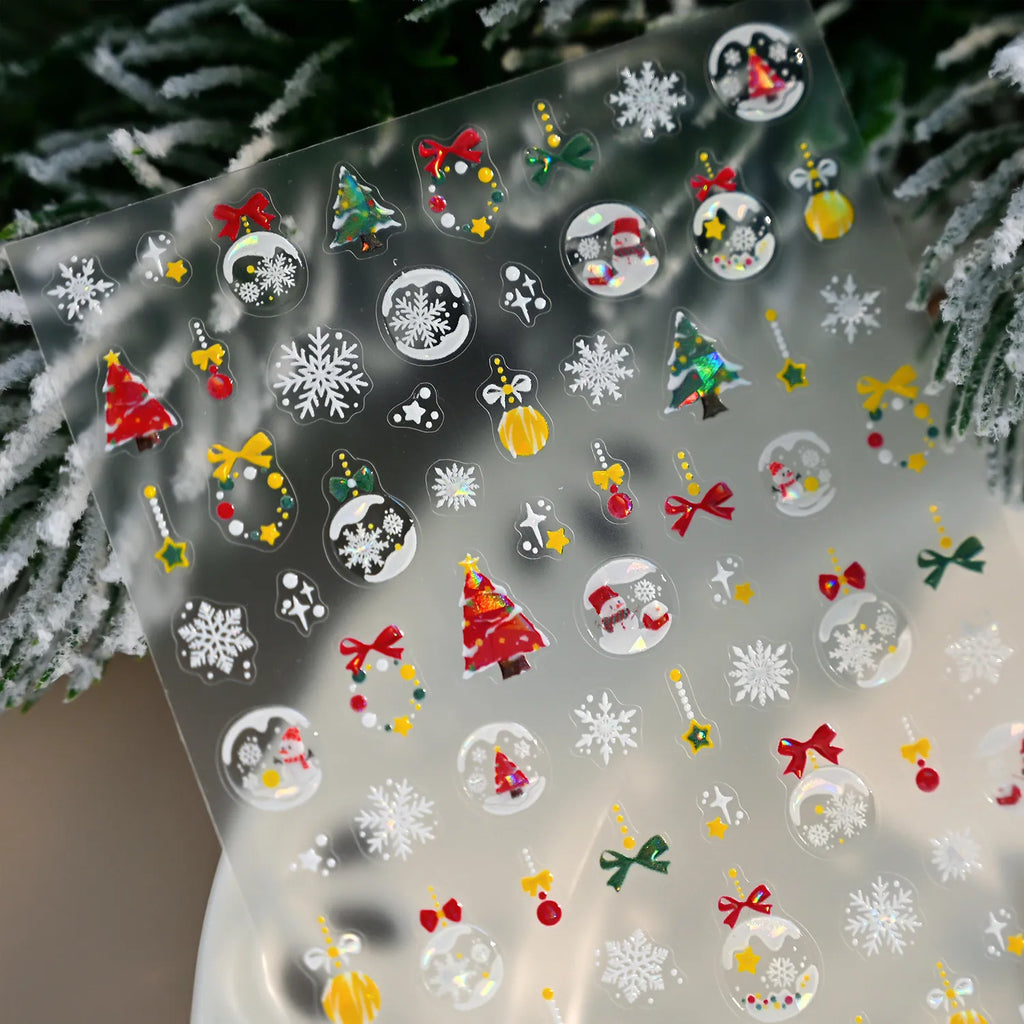 Merry Christmas Nail Stickers - Winter Snowflake Wonderland Jelly Decals