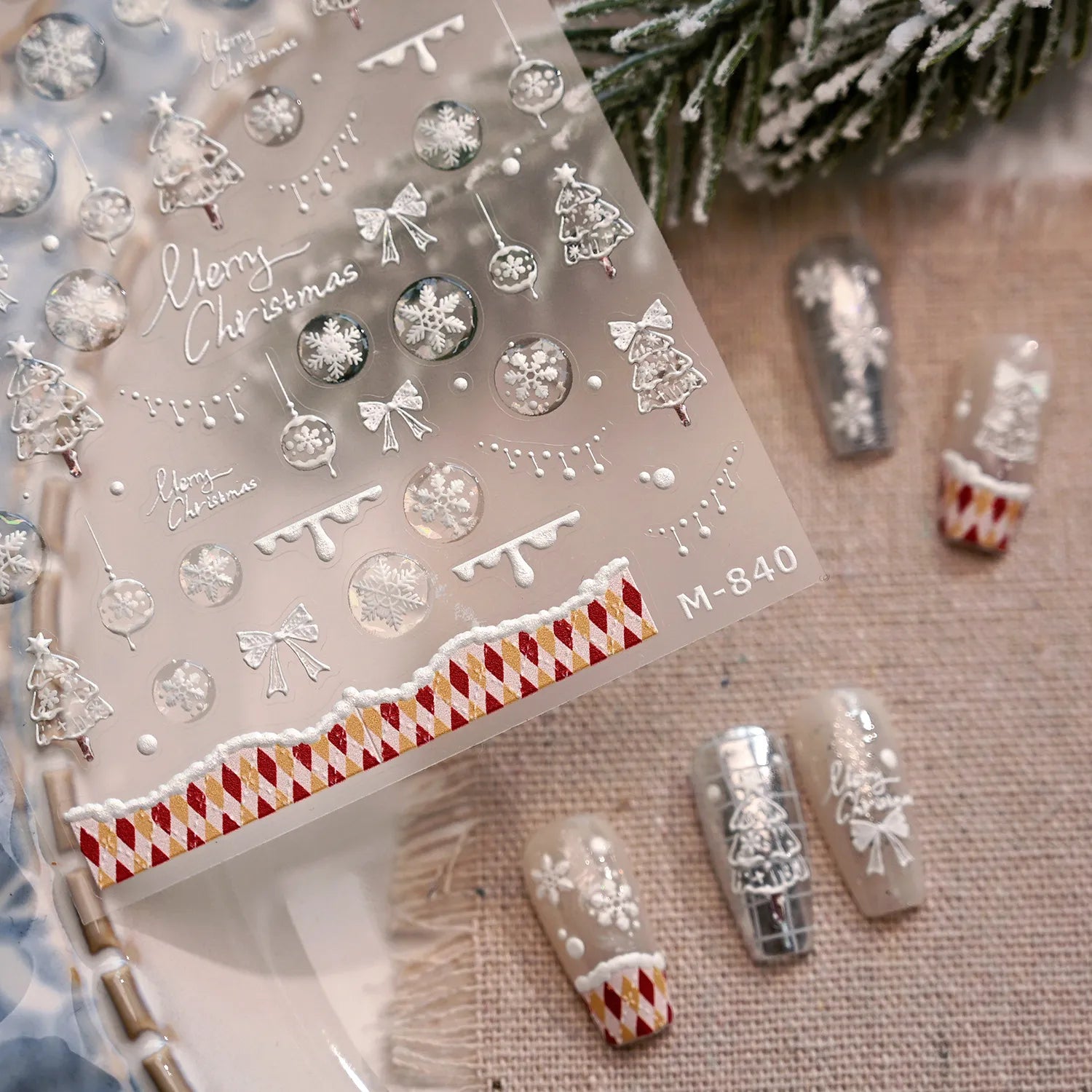 Merry Christmas Nail Stickers - Winter Snowflake Wonderland Jelly Decals