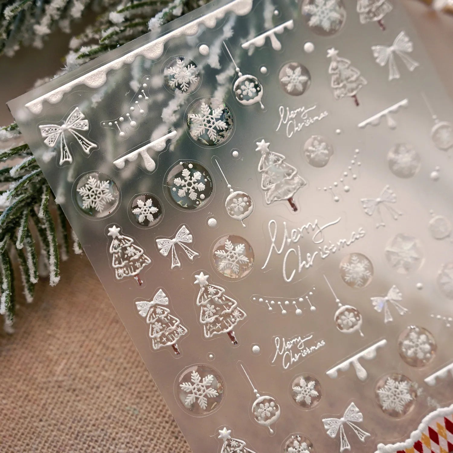 Merry Christmas Nail Stickers - Winter Snowflake Wonderland Jelly Decals
