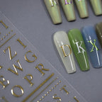 Metal Alphabet Nail Art Stickers Adhesive Sliders Silver Gold Initials Sticker Decals M146