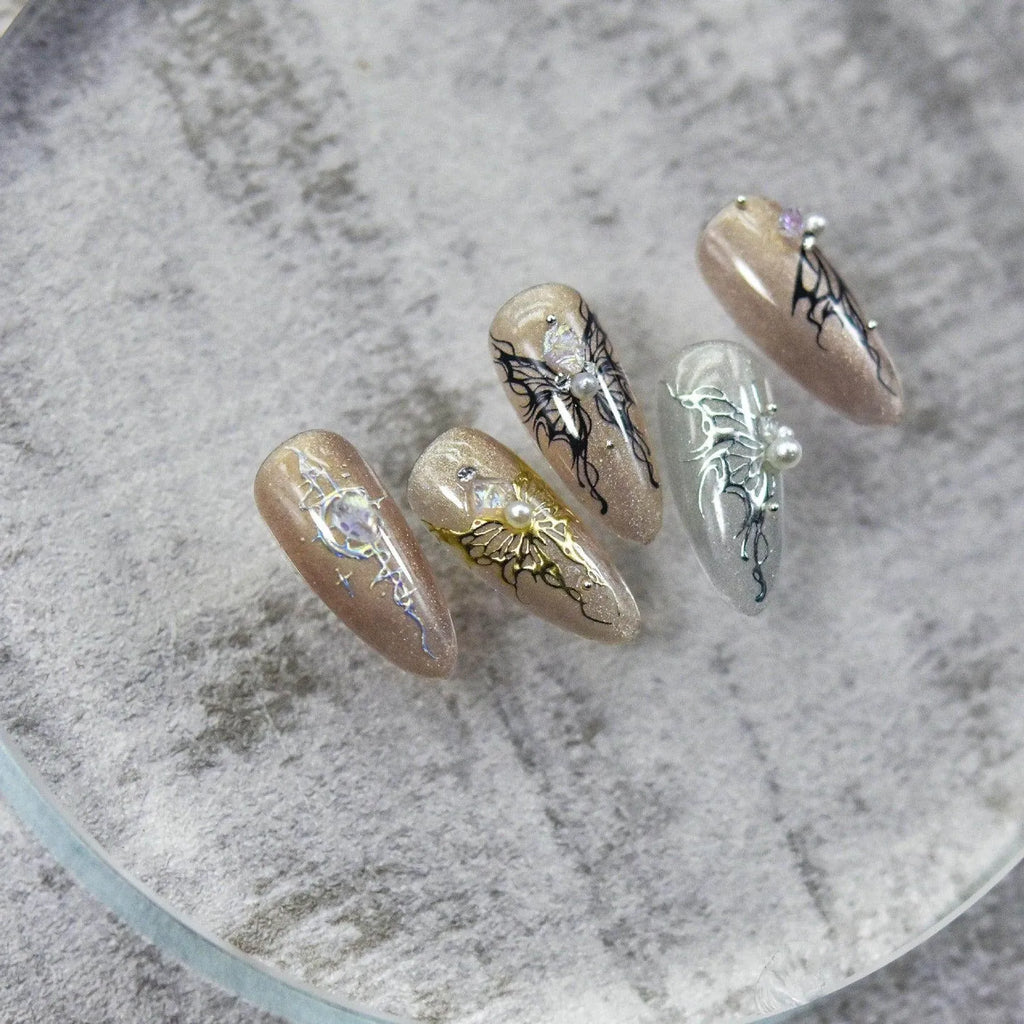 Metal Butterfly Nail Art Stickers Adhesive Embossed Butterfly Wings Sticker Decals 