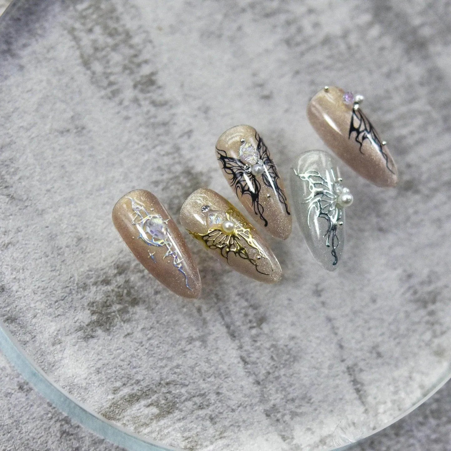 Metal Butterfly Nail Art Stickers Adhesive Embossed Butterfly Wings Sticker Decals 