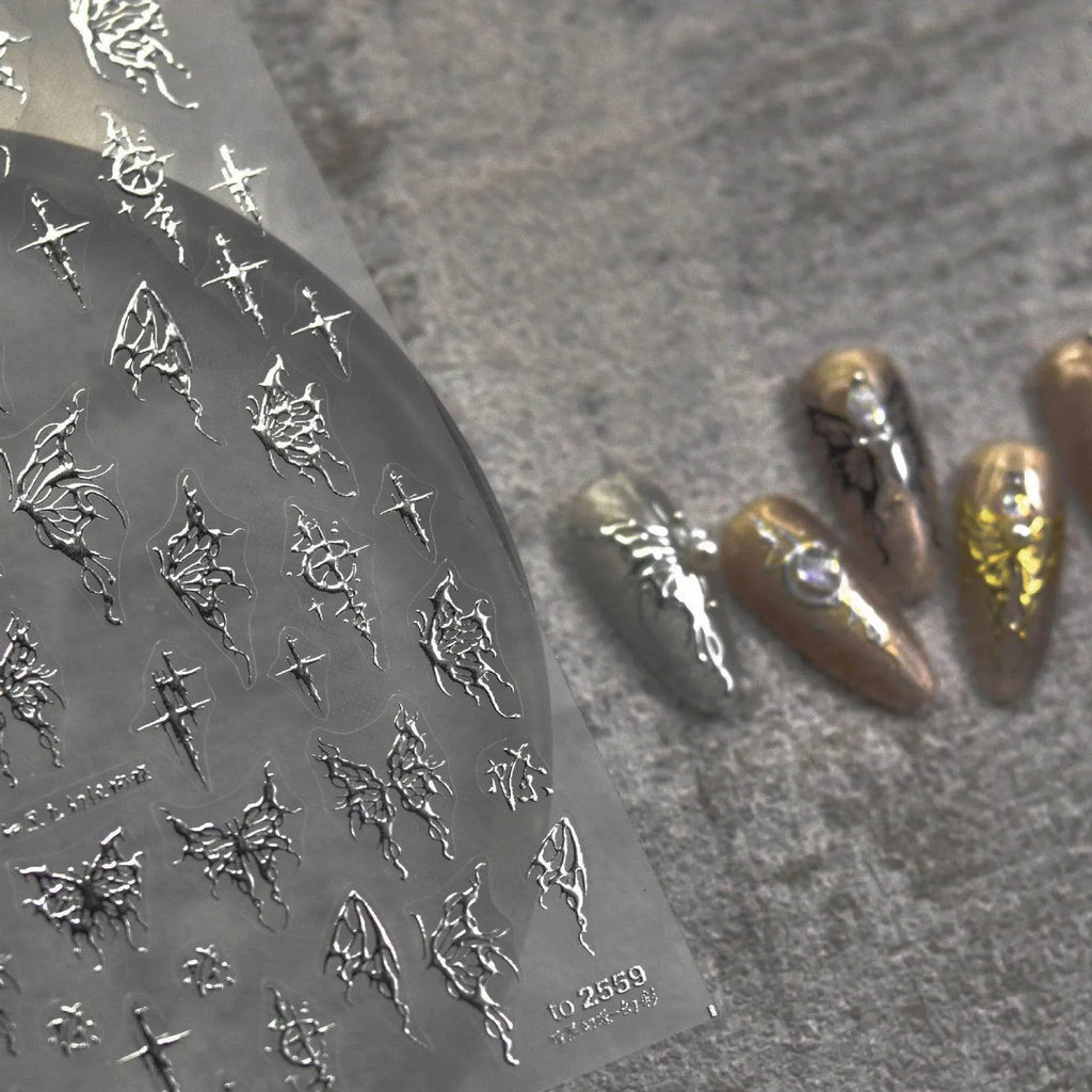 Metal Butterfly Nail Art Stickers Adhesive Embossed Butterfly Wings Sticker Decals 