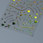 Metal Chain Nail Art Stickers Adhesive Slider Gold Silver Shackle Sticker Decals 