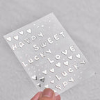 Metal Color Nail Art Stickers Gold Alphabet Adhesive Embossed Sticker Decals to4113