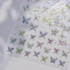 Metal Colors Butterfly Nail Art Stickers Adhesive Embossed Sticker Decals