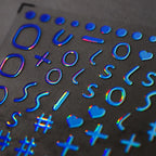 Metal Colors Nail Art Stickers Gold Silver Alphanumeric Symbol 3D Adhesive Sticker Decals M006