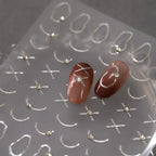 Metal Colors Nail Art Stickers Gold Silver Line With Rhinestone Adhesive Slider Sticker Decals TL127