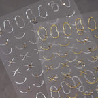 Metal Colors Nail Art Stickers Gold Silver Line With Rhinestone Adhesive Slider Sticker Decals TL127