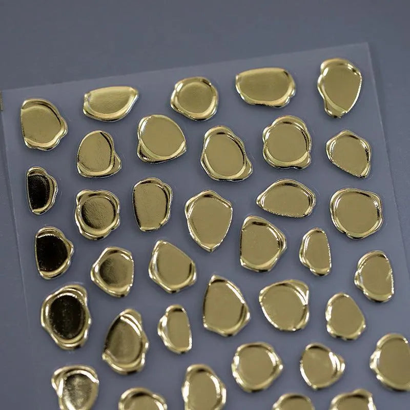 Metal Effect Nail Art Stickers Adhesive Gold Silver Stamp Sticker Decals M147