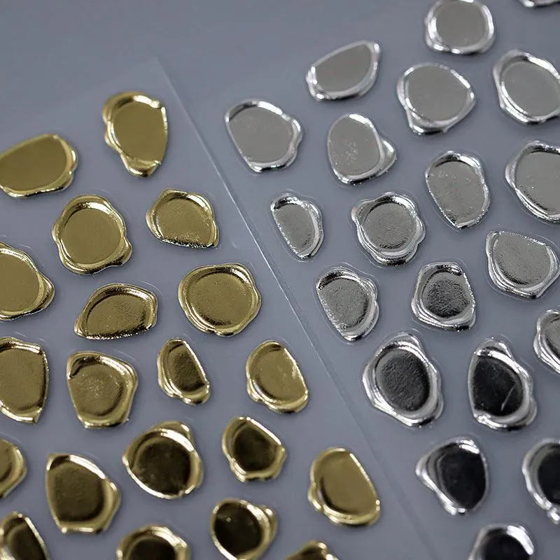 Metal Effect Nail Art Stickers Adhesive Gold Silver Stamp Sticker Decals M147