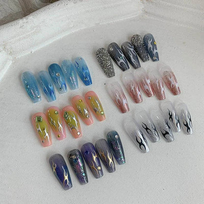 Metal Flame Nail Art Stickers Adhesive Embossed Fire Chain Sticker Decals 