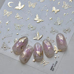 Metal Gold Butterfly Nail Art Stickers Star Moon Design Adhesive Embossed Sticker Decals to3897