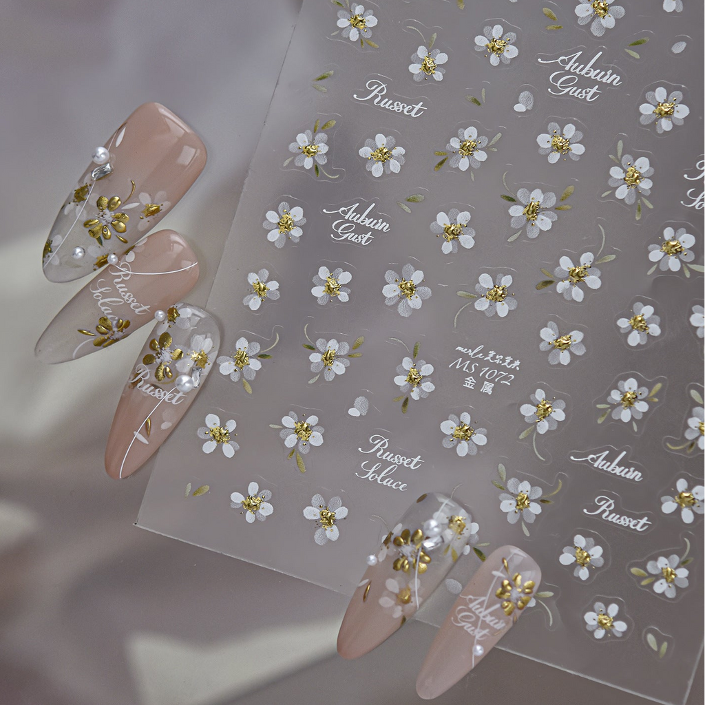 Metal Gold Floral Nail Sticker Decals 1073