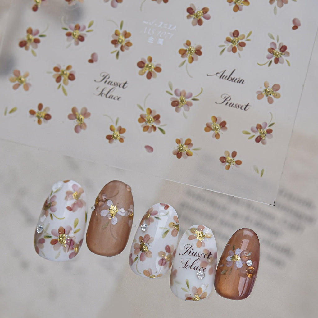 Metal Gold Floral Nail Sticker Decals 1073