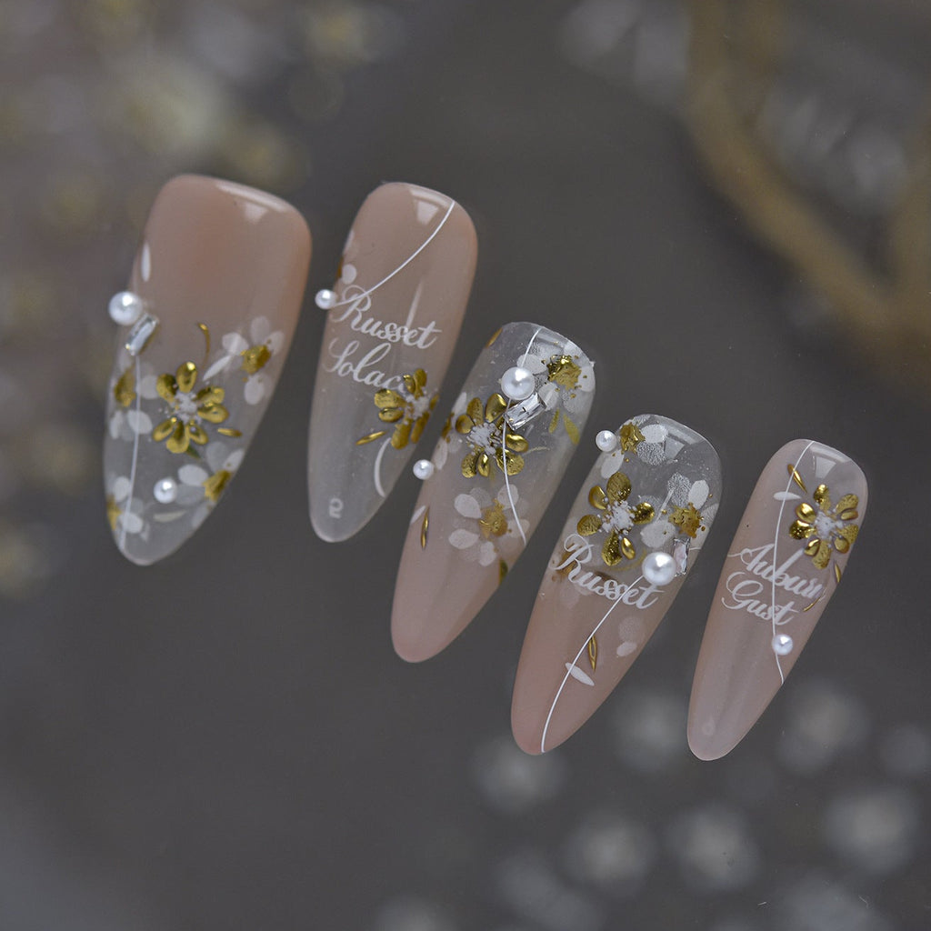 Metal Gold Floral Nail Sticker Decals 1073