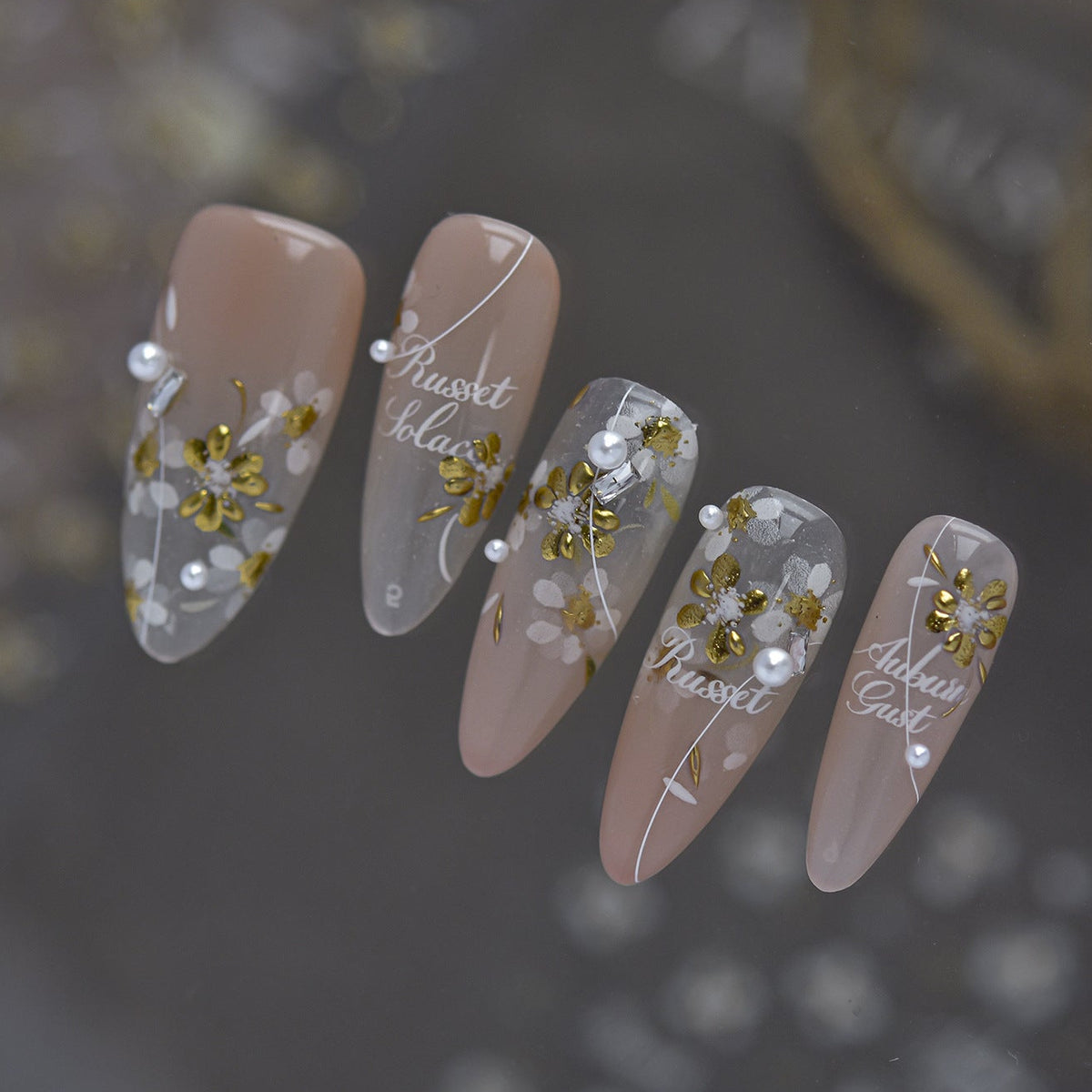Metal Gold Floral Nail Sticker Decals 1073