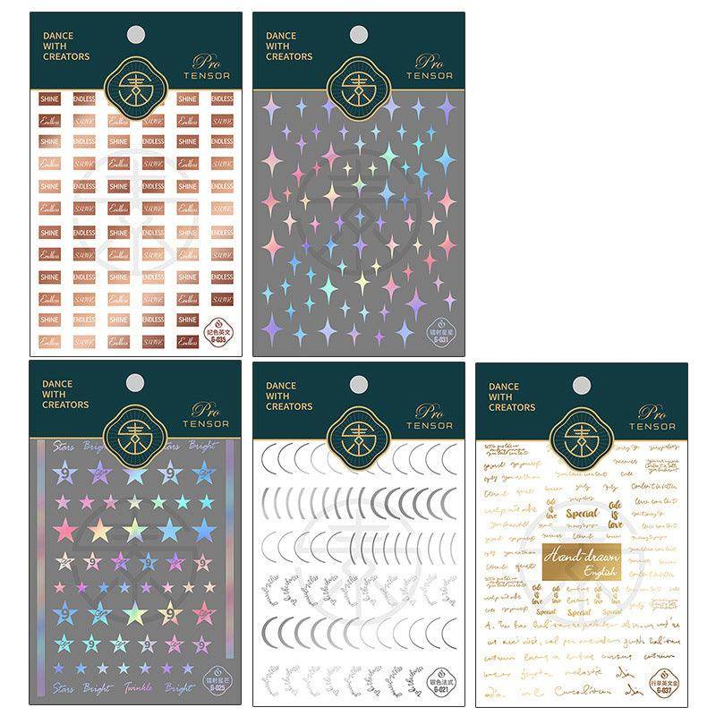 Metal Gold French Lines Nail Art Stickers Adhesive Silver Star 3D Sticker Decals G021 - Nail MAD