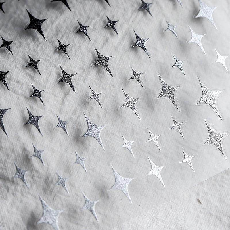 Metal Gold French Lines Nail Art Stickers Adhesive Silver Star 3D Sticker Decals G021 - Nail MAD