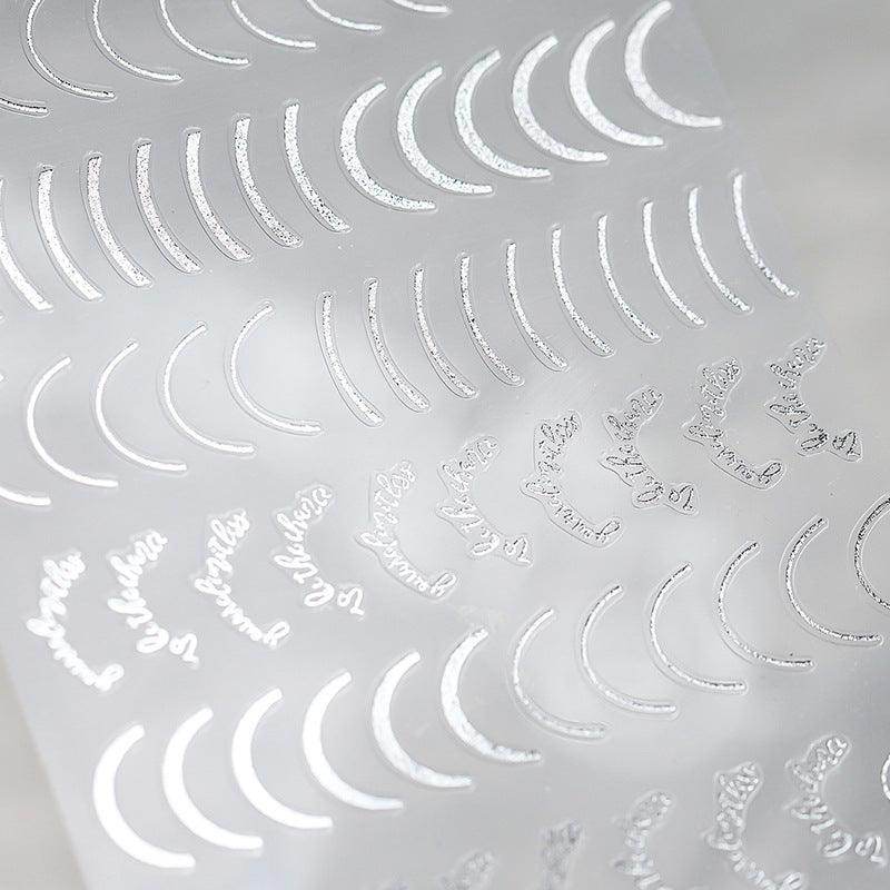 Metal Gold French Lines Nail Art Stickers Adhesive Silver Star 3D Sticker Decals G021 - Nail MAD