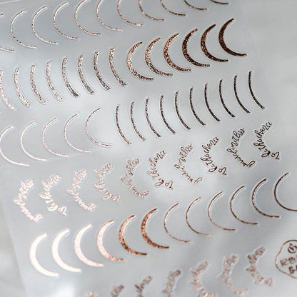 Metal Gold French Lines Nail Art Stickers Adhesive Silver Star 3D Sticker Decals G021 - Nail MAD