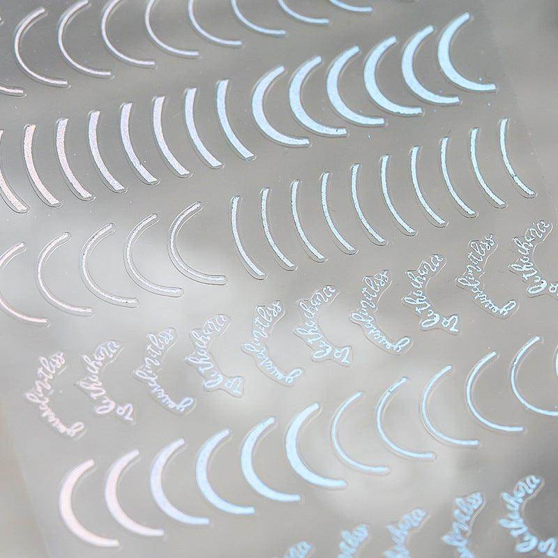 Metal Gold French Lines Nail Art Stickers Adhesive Silver Star 3D Sticker Decals G021 - Nail MAD