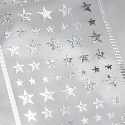 Metal Gold French Lines Nail Art Stickers Adhesive Silver Star 3D Sticker Decals G021 - Nail MAD