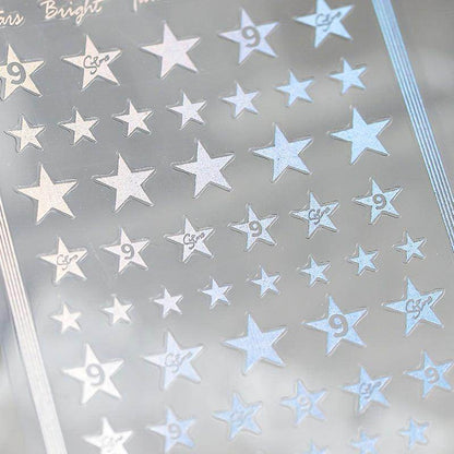 Metal Gold French Lines Nail Art Stickers Adhesive Silver Star 3D Sticker Decals G021 - Nail MAD