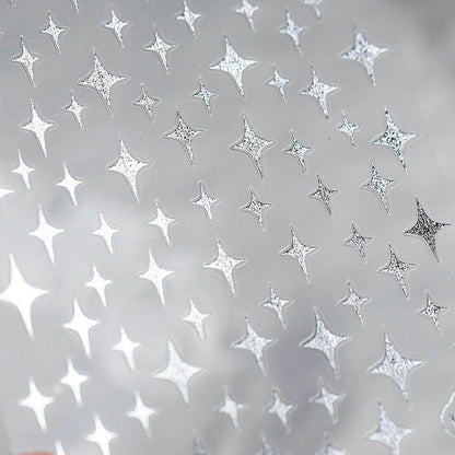 Metal Gold French Lines Nail Art Stickers Adhesive Silver Star 3D Sticker Decals G021 - Nail MAD