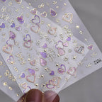 Metal Heart Bow Nail Art Stickers Adhesive Embossed Sticker Decals 