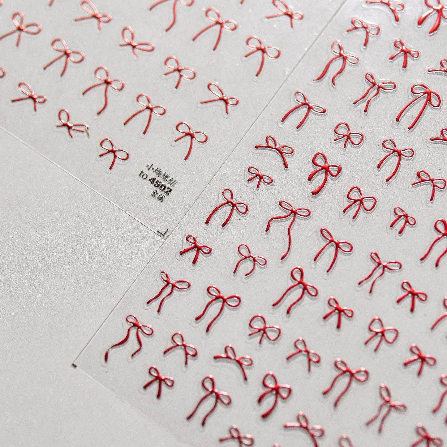Metal Red Bow Nail Art Stickers Adhesive Embossed Bow-tie Sticker Decals