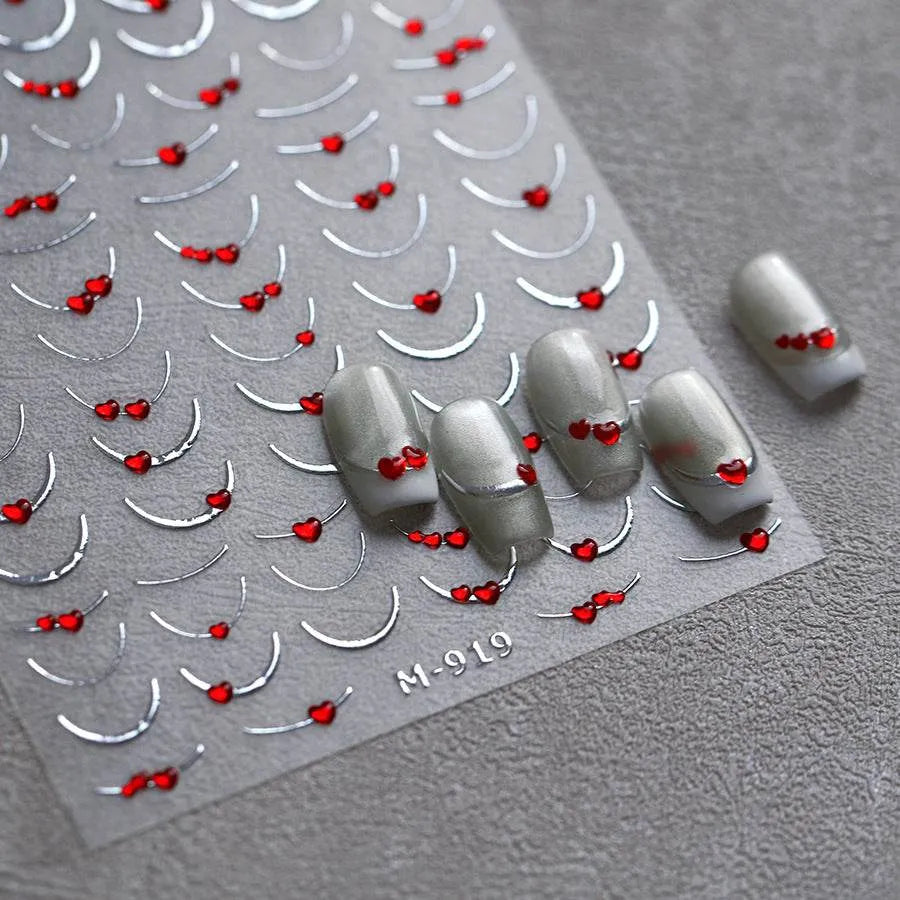 Metal Silver Nail Art Stickers French Lines Nail Art Adhesive Sticker Decals 