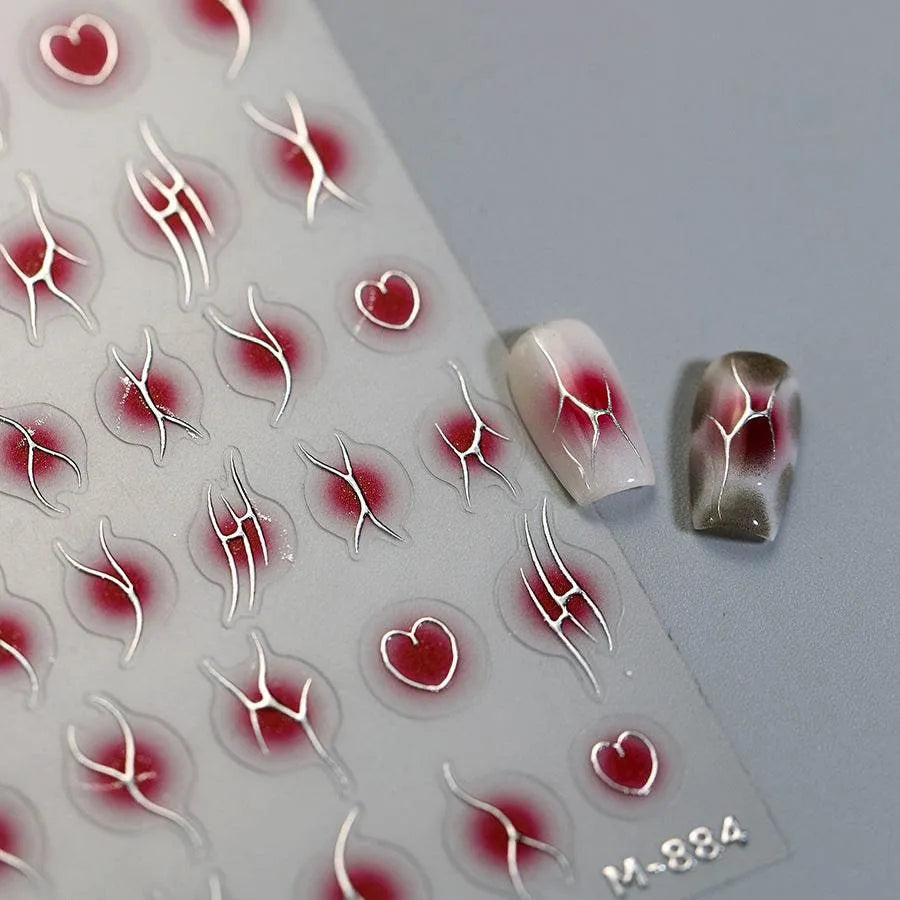 Metal Silver Nail Art Stickers French Lines Nail Art Adhesive Sticker Decals 