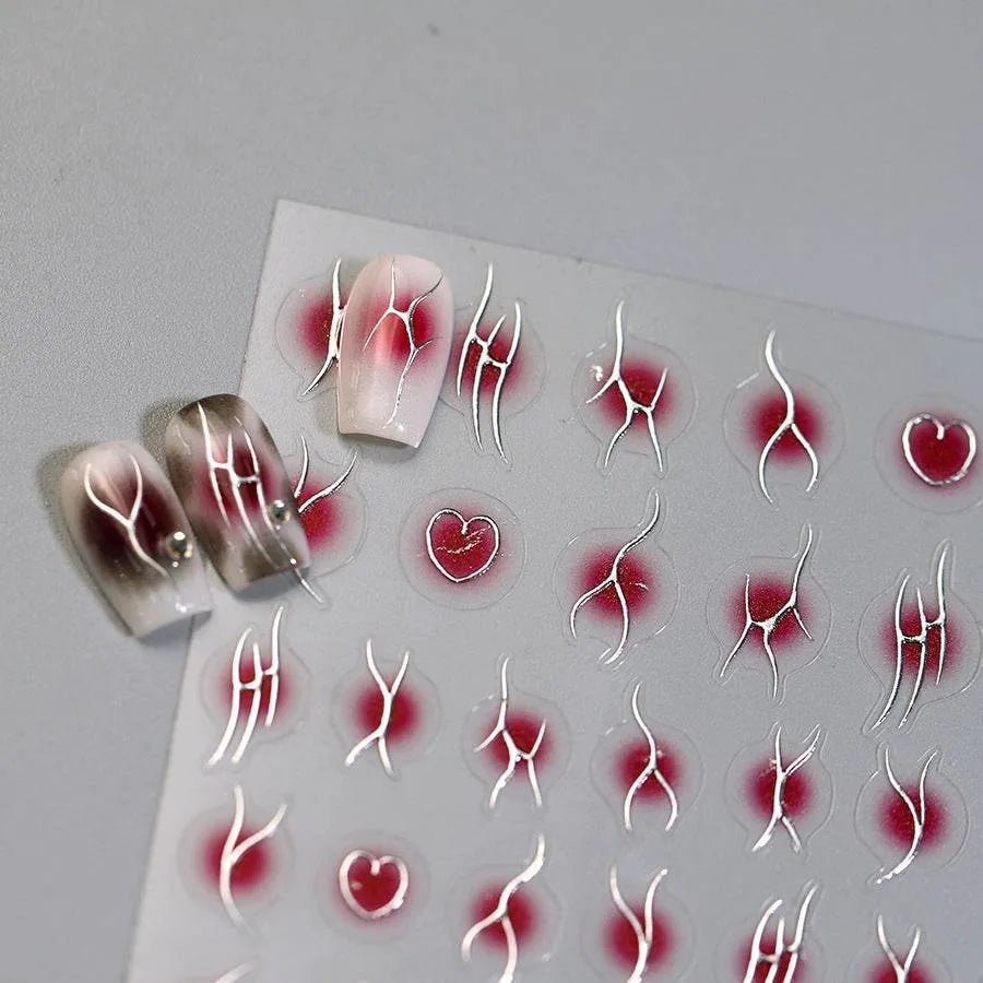 Metal Silver Nail Art Stickers French Lines Nail Art Adhesive Sticker Decals 