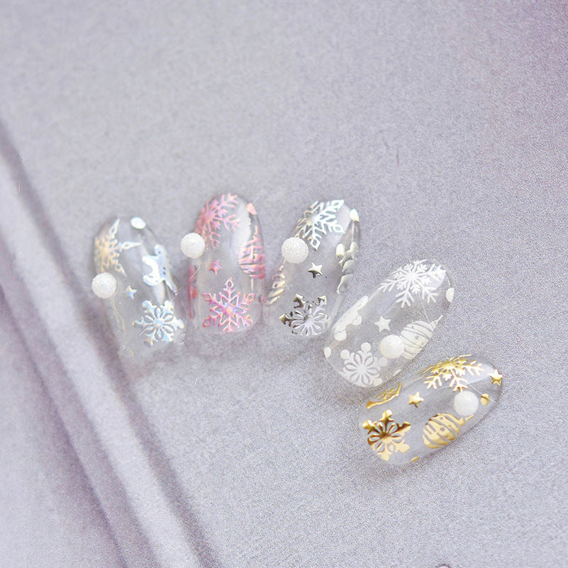 Metal Snowflake Nail Art Stickers Laser Snowman Sticker Decals MS460