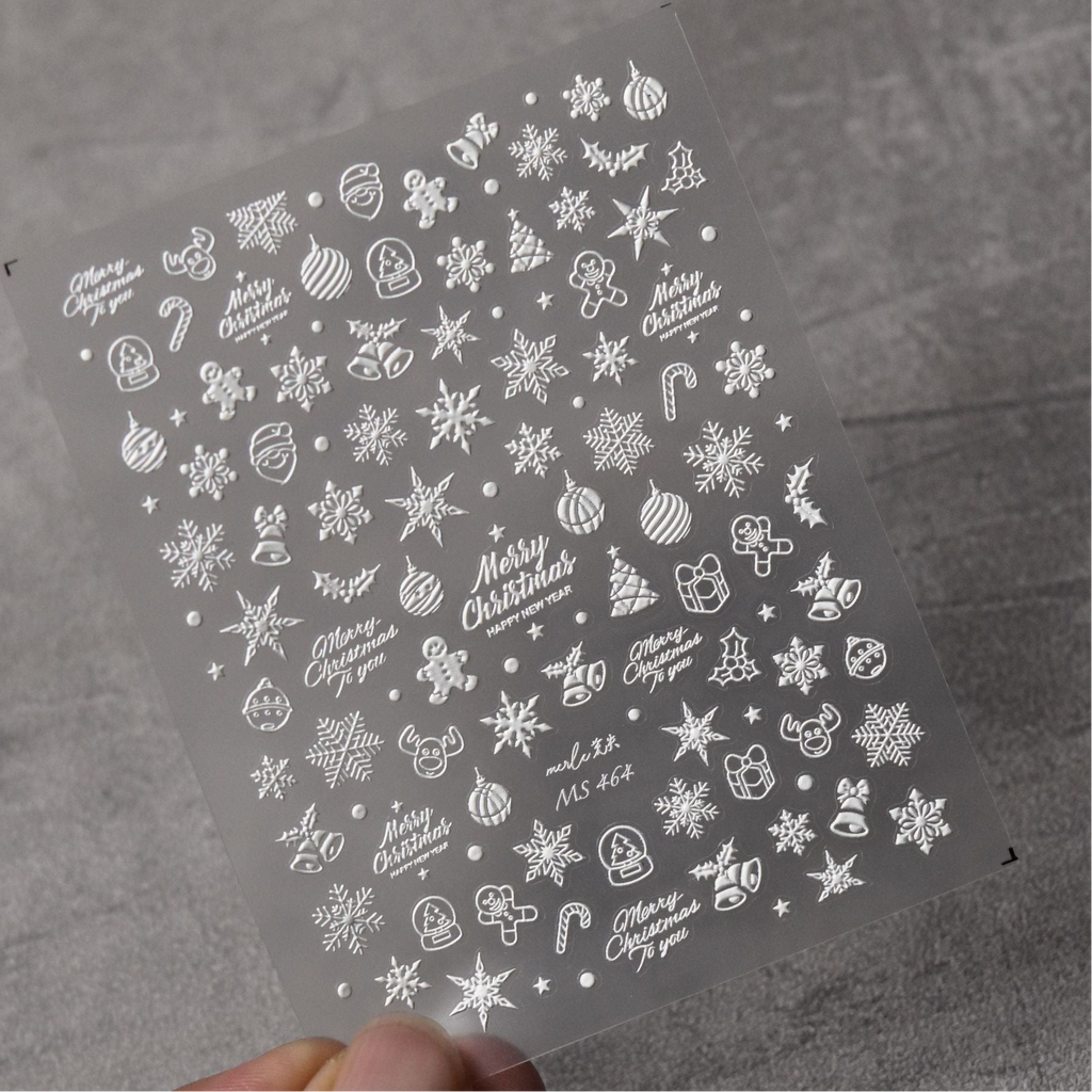 Metal Snowflake Nail Art Stickers Laser Snowman Sticker Decals MS460