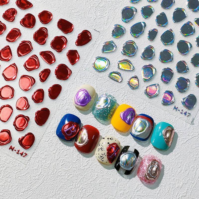 Metal Stamp Design Nail Art Stickers Rose Gold Stamp Design Adhesive Embossed Sticker Decals M147