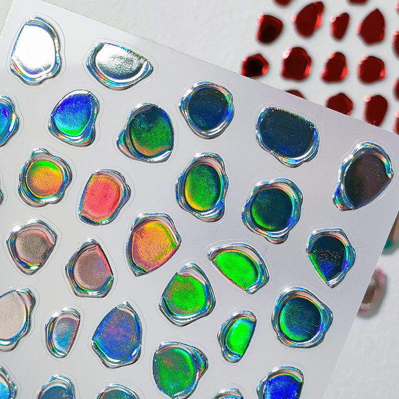 Metal Stamp Design Nail Art Stickers Rose Gold Stamp Design Adhesive Embossed Sticker Decals M147