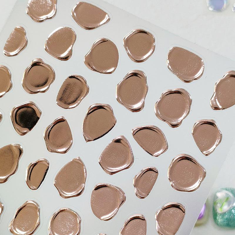 Metal Stamp Design Nail Art Stickers Rose Gold Stamp Design Adhesive Embossed Sticker Decals M147