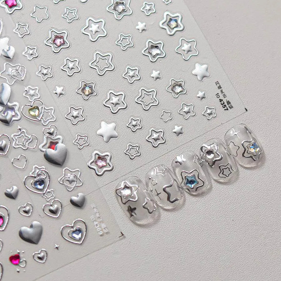 Metal Star Nail Art Stickers Adhesive Embossed Love Star Sticker Decals to4357