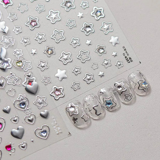 Metal Star Nail Art Stickers Adhesive Embossed Love Star Sticker Decals to4357