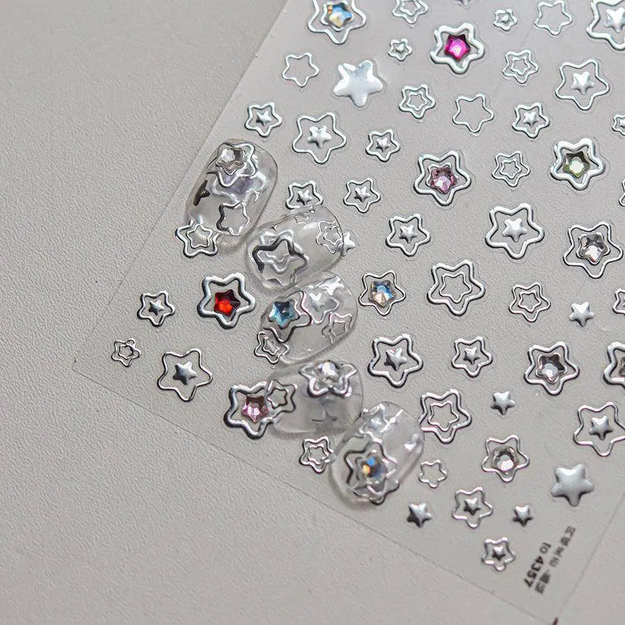Metal Star Nail Art Stickers Adhesive Embossed Love Star Sticker Decals to4357
