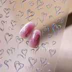 Metal Style Nail Art Stickers Love Heart Valentine's Day Adhesive Sticker Decals M540