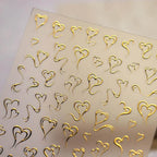 Metal Style Nail Art Stickers Love Heart Valentine's Day Adhesive Sticker Decals M540