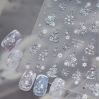 Metallic Christmas Nail Stickers Silver Xmas Tree Snowflake Decals 1104