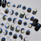 Metallic Peacock & Feather Nail Stickers - Gold Foil Exotic Art 5621