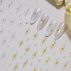 Metallic Starburst Nail Stickers - Gold & Silver Celestial Decals 5634