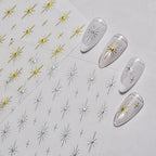 Metallic Starburst Nail Stickers - Gold & Silver Celestial Decals 5634