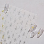 Metallic Starburst Nail Stickers - Gold & Silver Celestial Decals 5634
