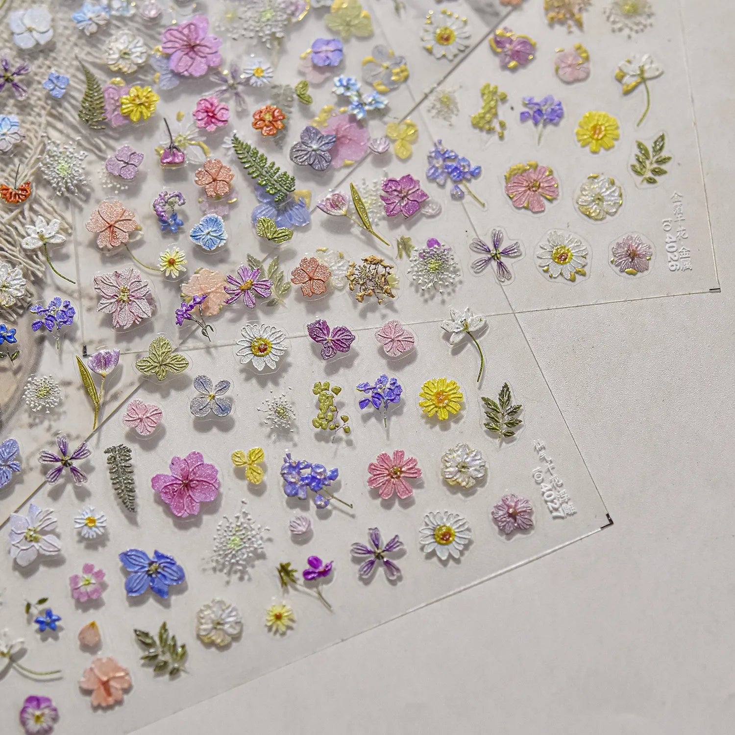 Mini Dried Flower Nail Stickers Wild Pressed Floral Sticker Decals to4026